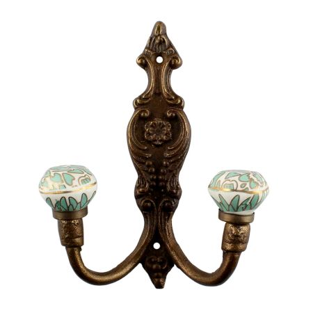 Sea Green Hexagon Small Ceramic Iron Hook